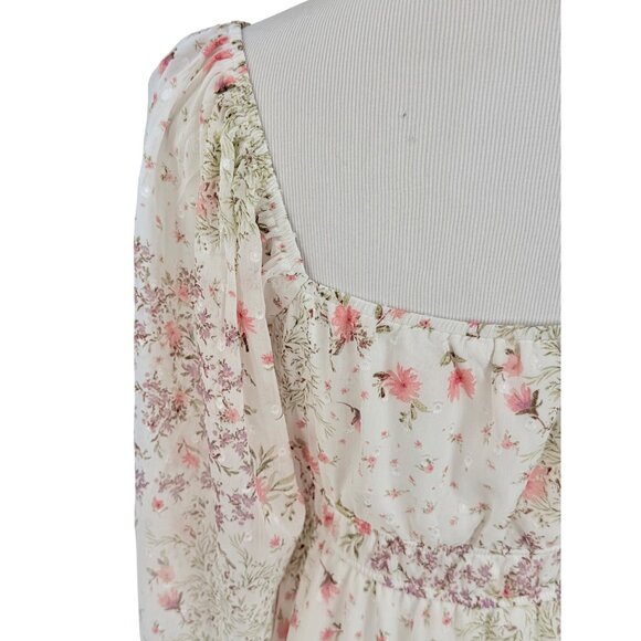 Francesca’s Floral Empire Waist Babydoll Dress • Cottagecore Coquette Dollette M - Picture 8 of 16